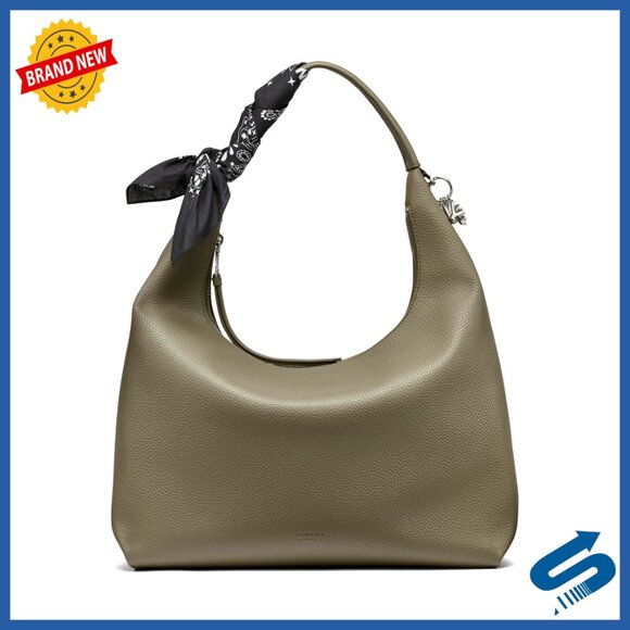 Medium Hobo Bag with Logo Keychain and Scarf Zipper Closure Shoulder Strap